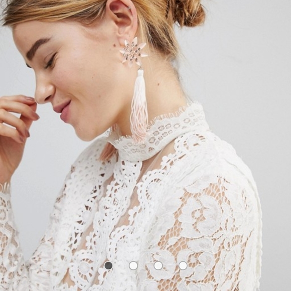 Flower and Ombre Tassel Earrings - Picture 4 of 8